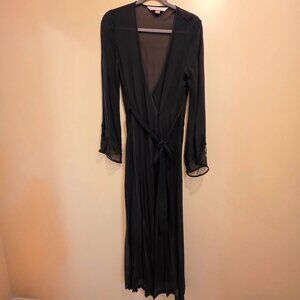 Victoria's Secret Sheer Black Robe with Tie M/L